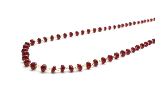 18k Solid Gold Necklace With AAA Quality in 4mm Size - Natural Ruby , SGGRC-092
