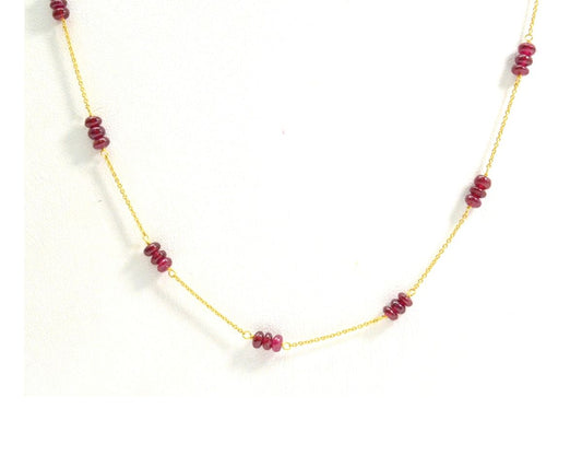 18k Solid Gold Necklace Studded With Natural Ruby Stone - 3.50 mm , SGGRC-095 - view 3