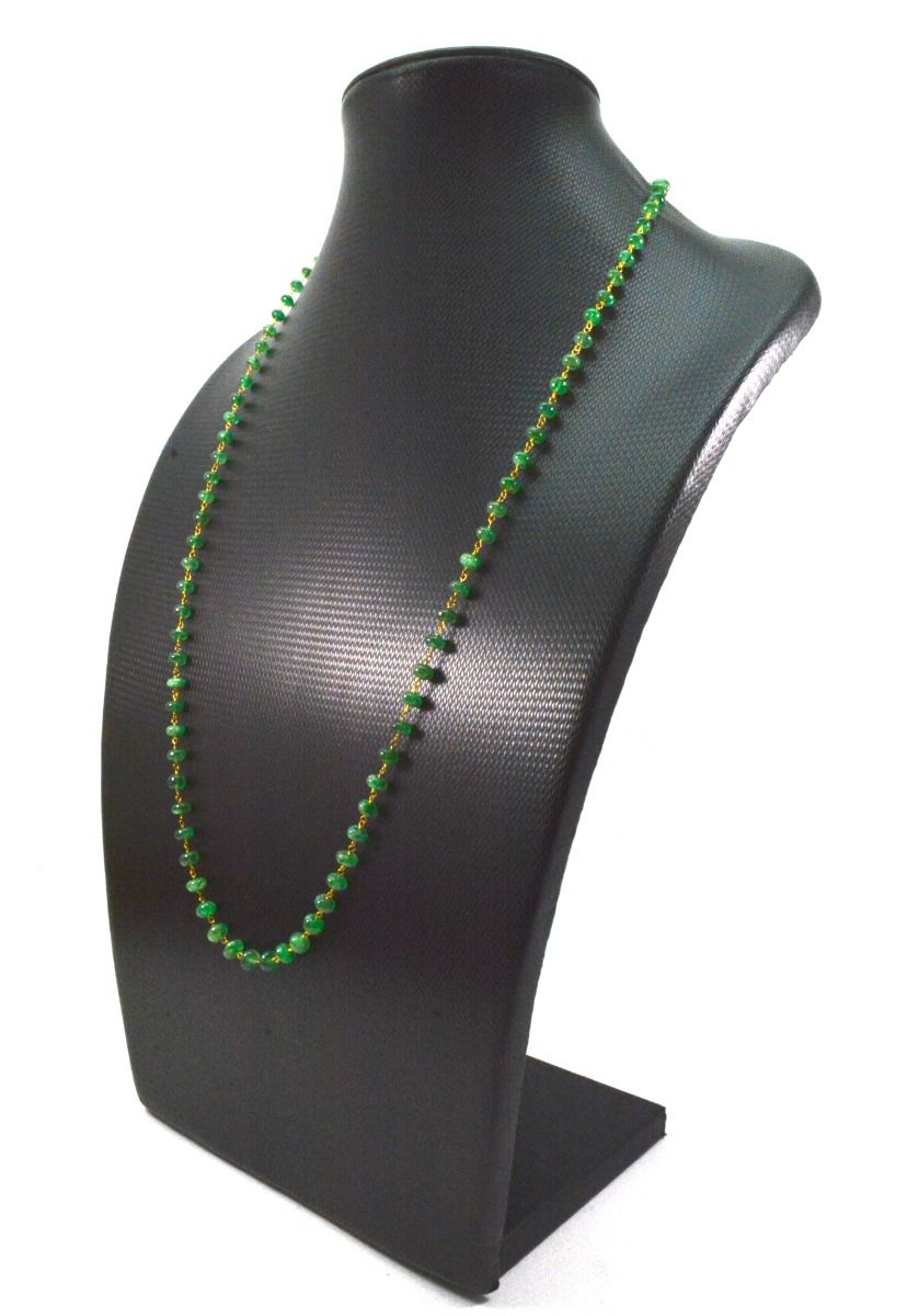 18k Solid Gold Necklace Studded With Natural Emerald Stone, 4- 6 mm , SGGRC-099