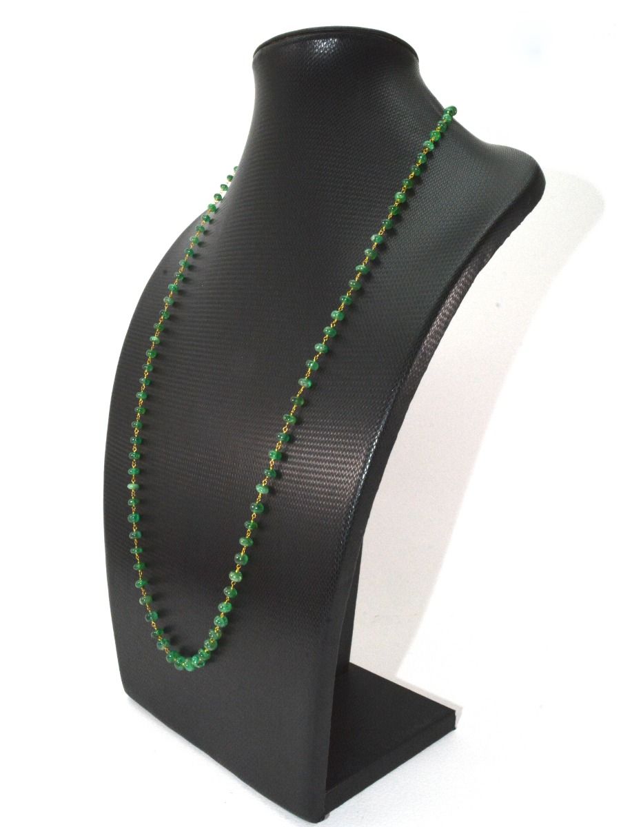 18k Solid Gold Necklace Studded With Emerald Stone, 4.50 -6.00 mm , SGGRC-103