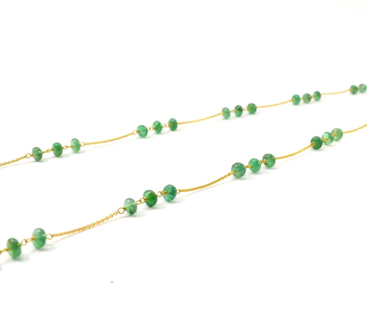 18k Solid Gold Necklace in 4.00 mm Size With Emerald Stone, SGGRC-104