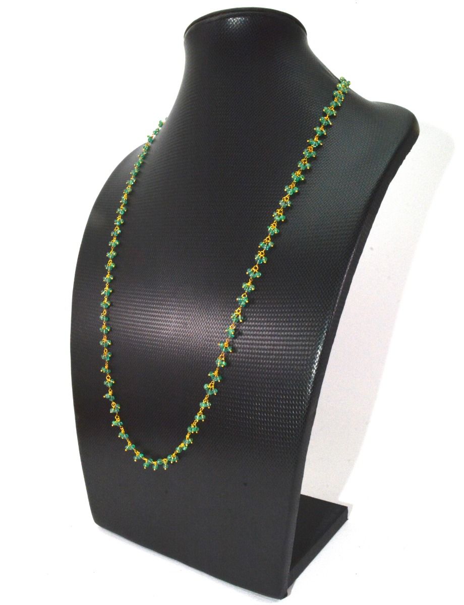 18k Solid Gold Necklace Studded With Emerald Stone in 2.50 - 3.50 mm , SGGRC-107