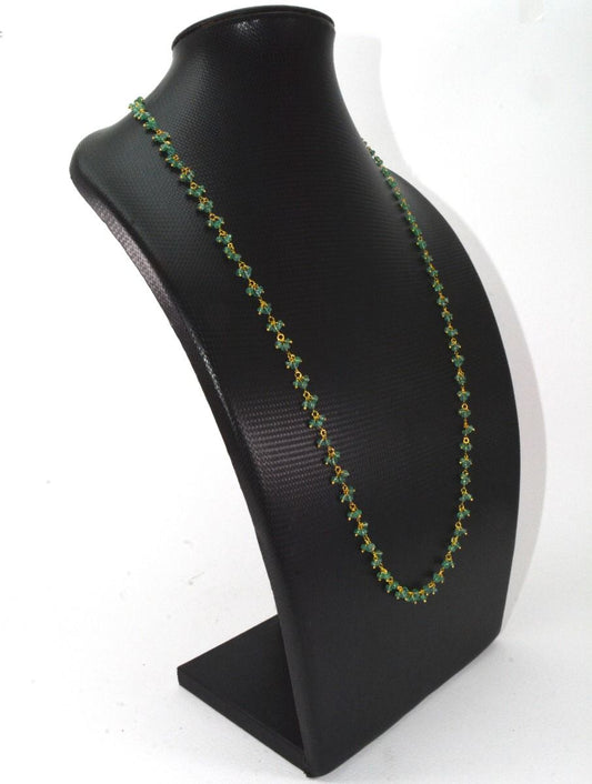 18k Solid Gold Necklace Studded With Emerald Stone in 2.50 - 3.50 mm , SGGRC-107