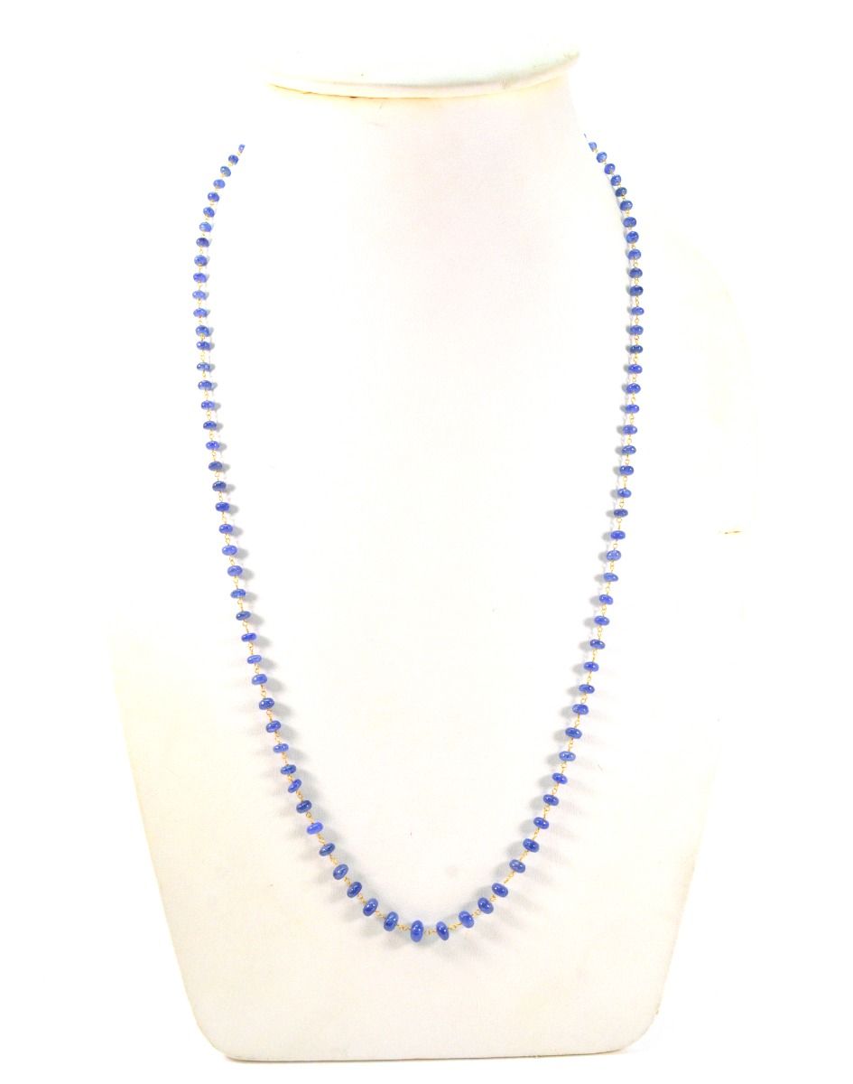 18k Solid Gold Necklace in 3.50 - 6.00 mm Size With Natural Blue Sapphire , SGGRC-109