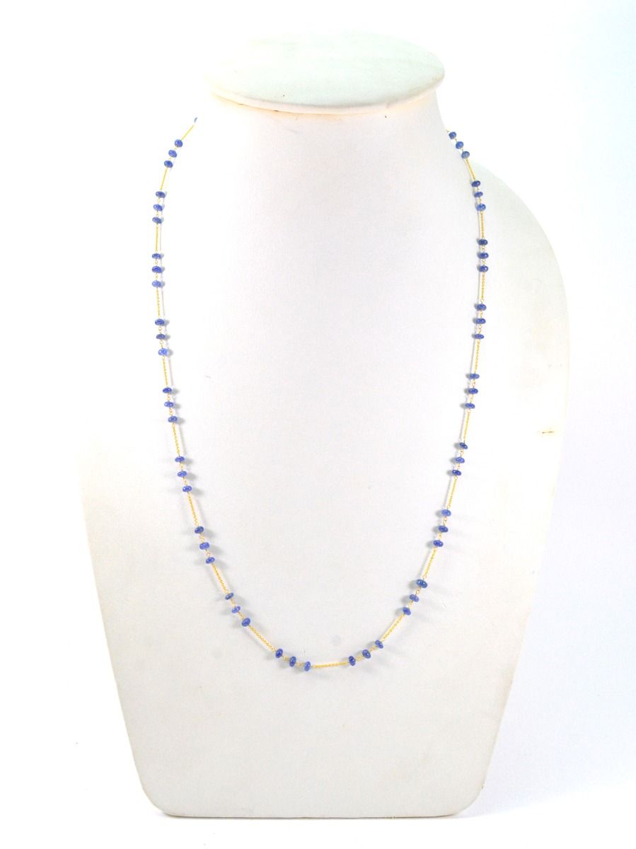 18k Solid Gold Necklace With Natural Blue Sapphire , 3.50 MM - SGGRC-110