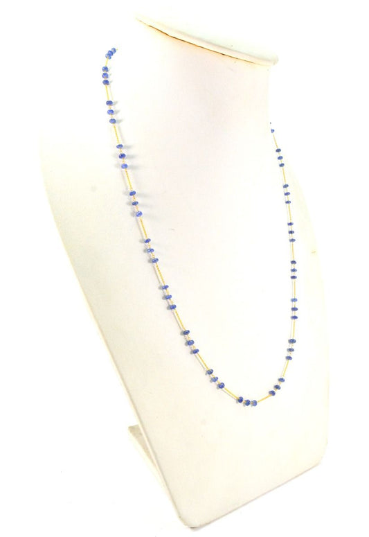 18k Solid Gold Necklace With Natural Blue Sapphire , 3.50 MM - SGGRC-110