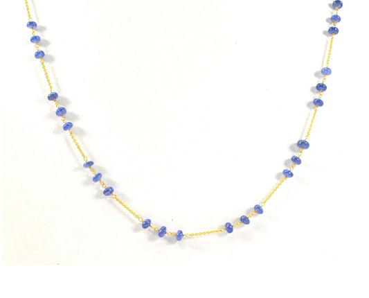 18k Solid Gold Necklace With Natural Blue Sapphire , 3.50 MM - SGGRC-110 - view 3