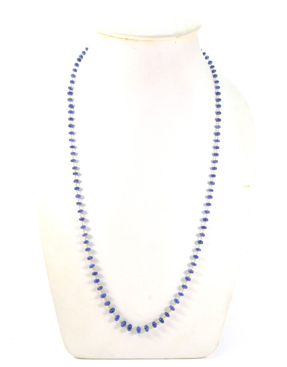 18k Solid Gold Necklace Studded With Natural Blue Sapphire - 4-6MM , SGGRC-111