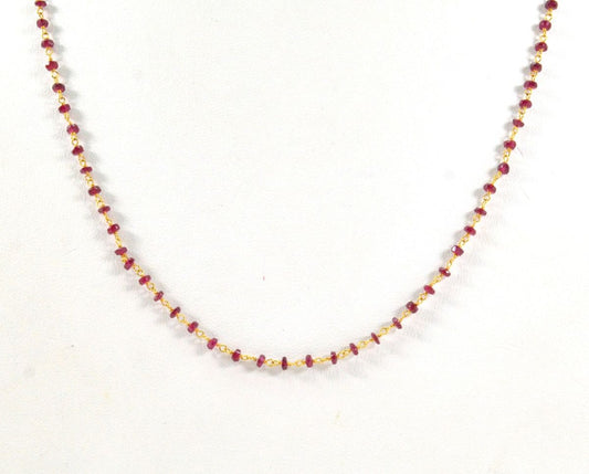14k Solid Gold Necklace With Ruby Stone In 2.50 MM Size , SGGRC-116 - view 3