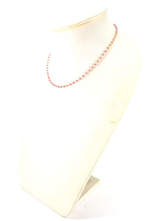 14k Solid Yellow Gold Necklace In 2.50 MM Size - Pink Sapphire, SGGRC-125