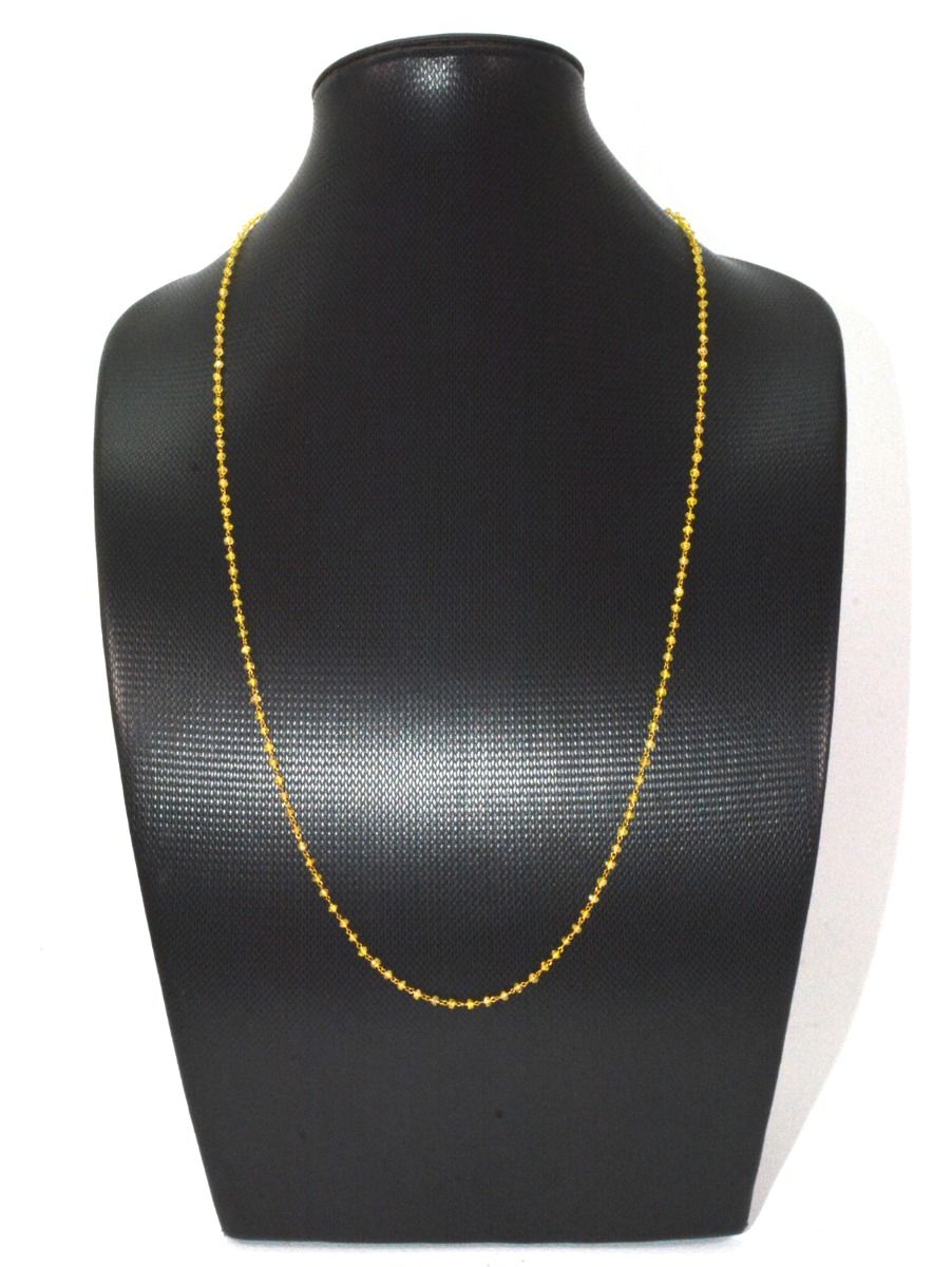 14k Solid Gold Necklace With Yellow Sapphire Stone - 2MM Size , SGGRC-134