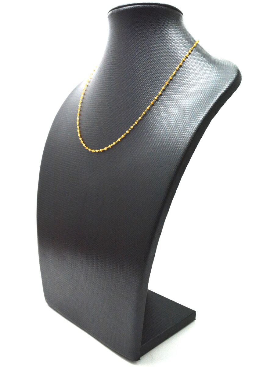 14k Solid Gold Necklace With Natural Orange Sapphire Stones, 2MM - SGGRC-138