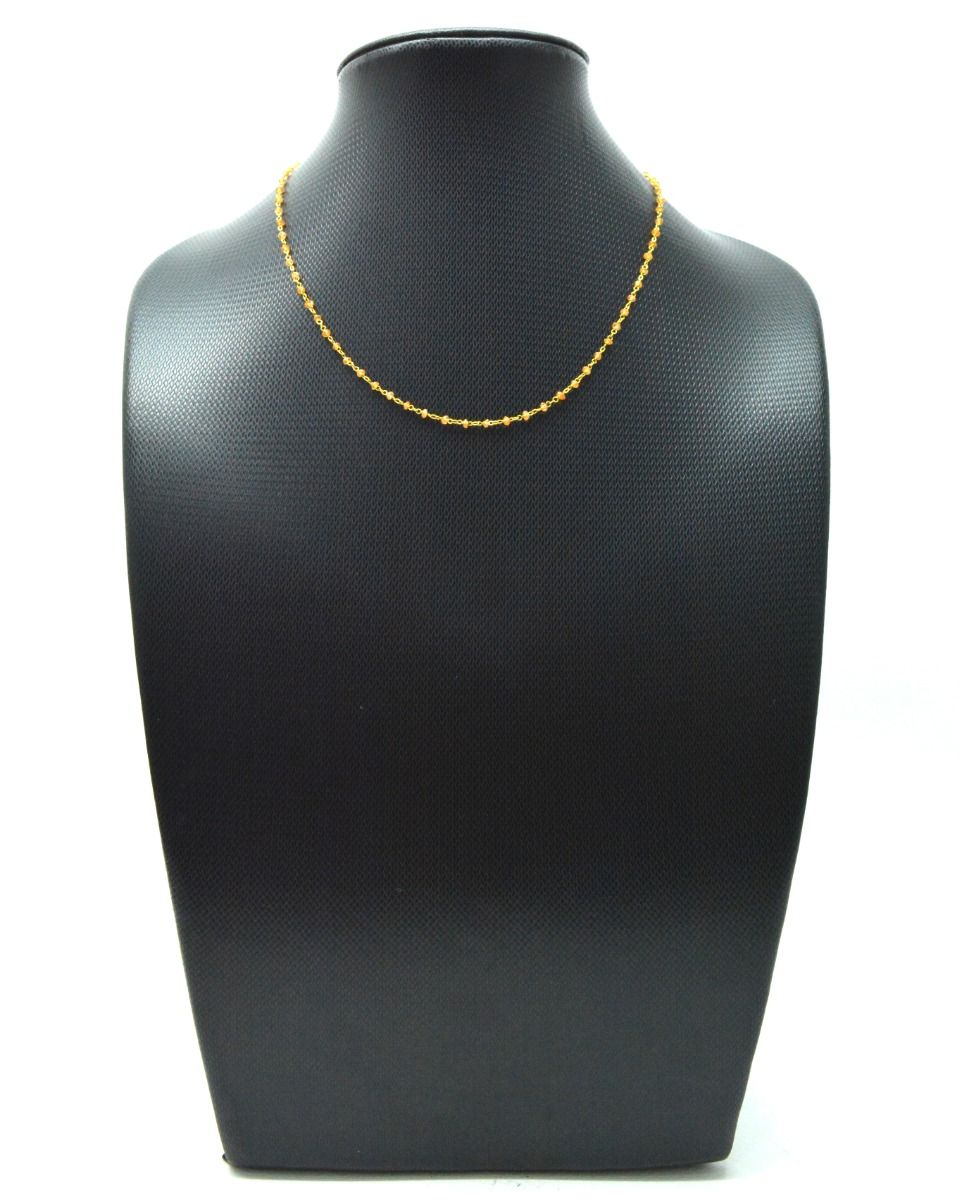14k Solid Gold Necklace - Natural Orange Sapphire, 2MM - SGGRC-139