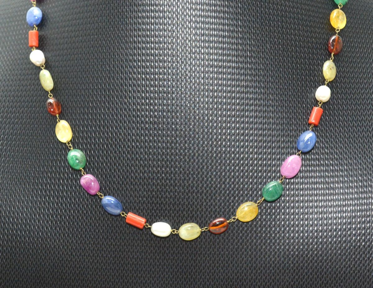 14k Solid Gold Necklace With Natural Multi Stones - SGGRC-149