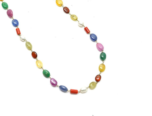 14k Solid Gold Necklace With Natural Multi Stones - SGGRC-149 - view 3