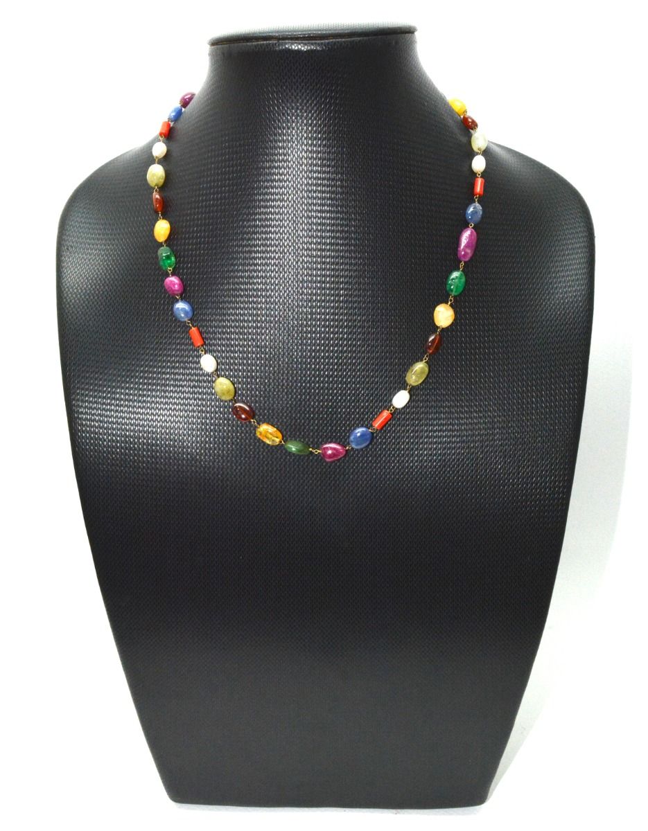 14k Solid Gold Necklace - Natural Multi Stones - SGGRC-150