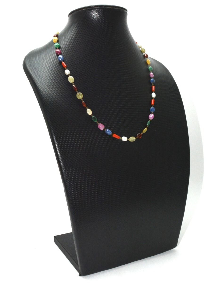 14k Solid Gold Necklace With Natural Multi Stones - Mix Size, SGGRC-151