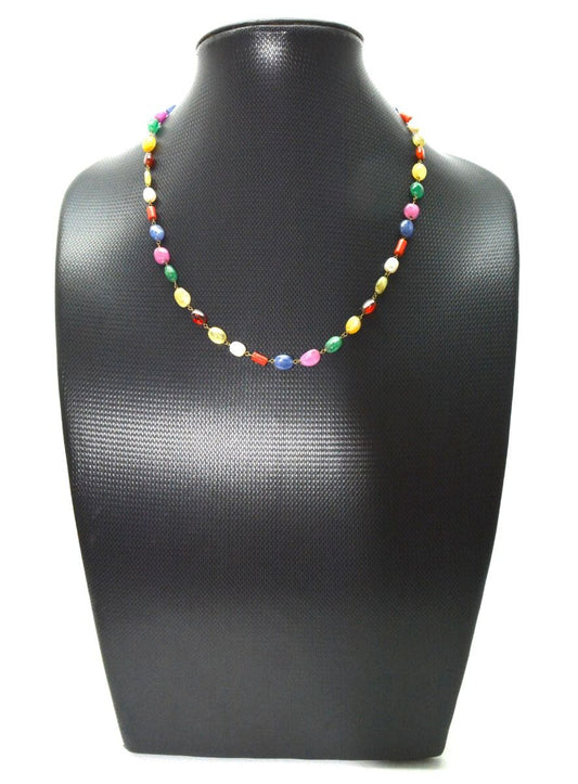 14k Solid Gold Necklace Studded With Natural Multi Stone