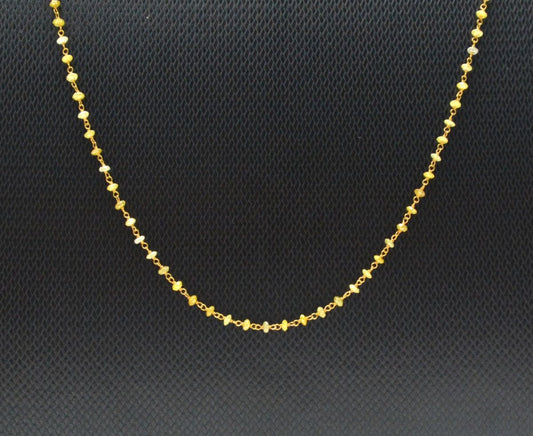 14k Solid Gold Necklace Studded With Natural Yellow Diamond Stones - view 3