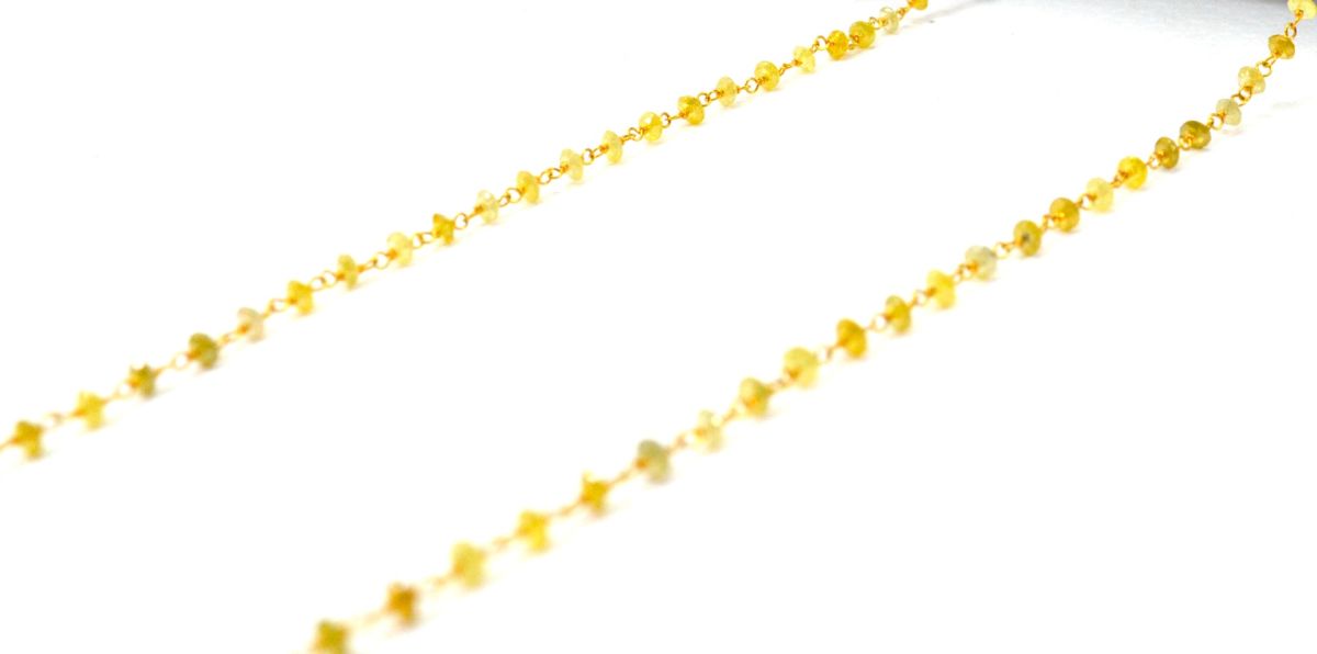 14k Solid Gold Necklace Studded With Natural Yellow Diamond Stones