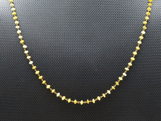 14k Solid Gold Necklace With Natural Yellow Diamond Stones -3MM Size - view 3