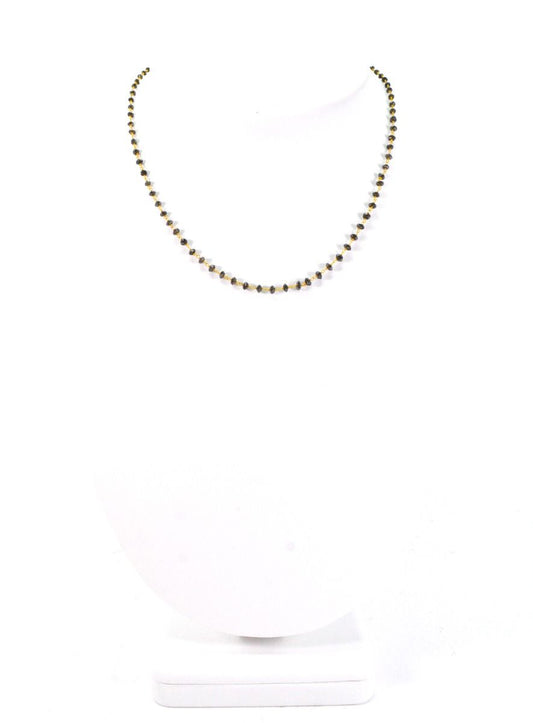 14k Solid Gold Necklace - Natural Yellow Diamond Stones, 2 - 3MM Size