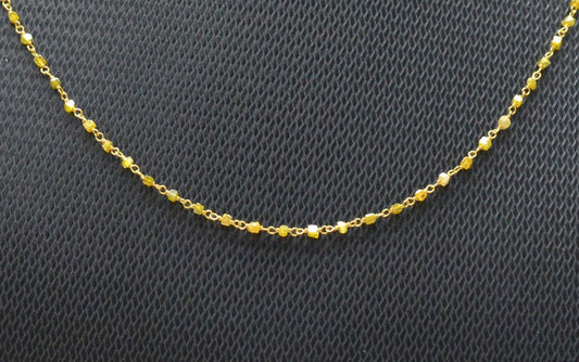 14k Solid Gold Necklace Studded With Natural Yellow Diamond Stones - view 3