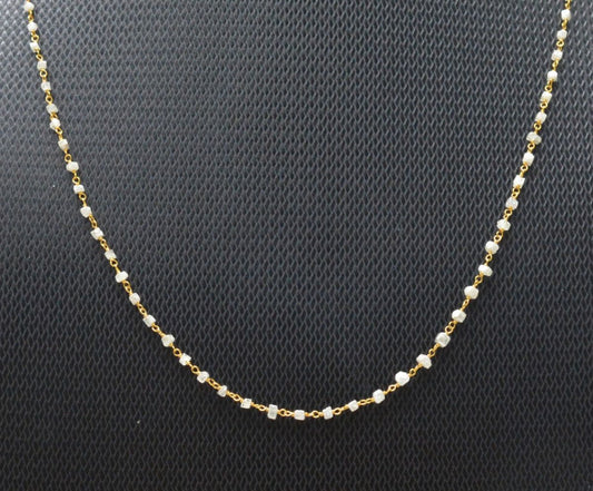 14k Solid Gold Necklace With Natural White Diamond Stones, 1.50 - 2MM - view 3