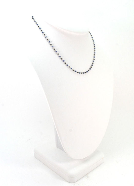 14k Solid Gold Necklace With Natural Diamond & Sapphire - 2MM, SGGRC-167