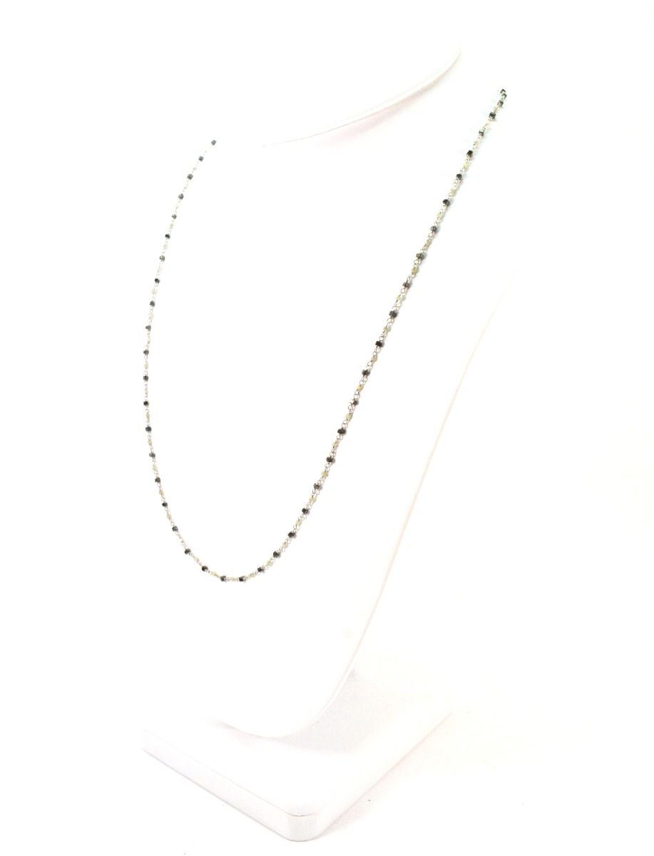 14k Solid Gold Necklace in Cube Shape With Black and Gray Stone - SGGRC-168