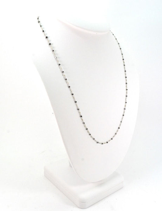 14k Solid Gold Necklace in Cube Shape With Black and Gray Stone - view 3