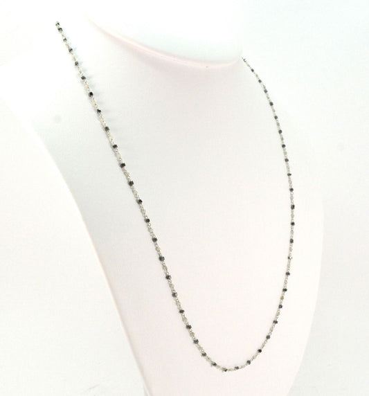 Amazingly 14k Solid Gold Necklace -Black And Grey Diamond Stone, 1.50 MM - SGGRC-169 - view 3