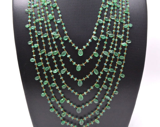 14k Solid Gold Necklace With Natural Emerald Stone -3.00 - 4MM - view 3