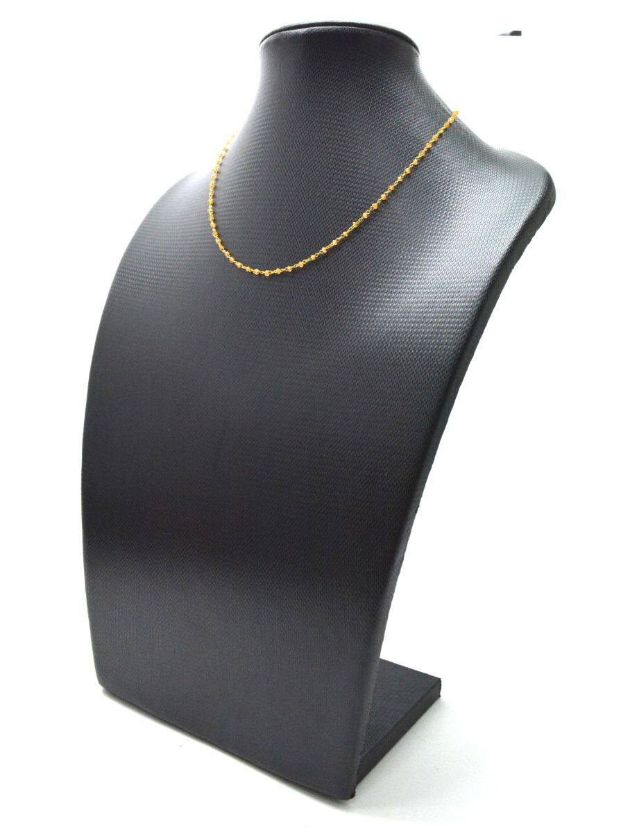 14k Solid Gold Necklace With Natural Orange Sapphire Stone, 2mm - SGGRC-184