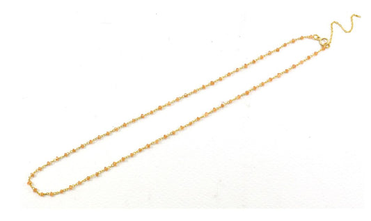 14k Solid Gold Necklace With Natural Orange Sapphire Stone, 2mm - SGGRC-184 - view 3