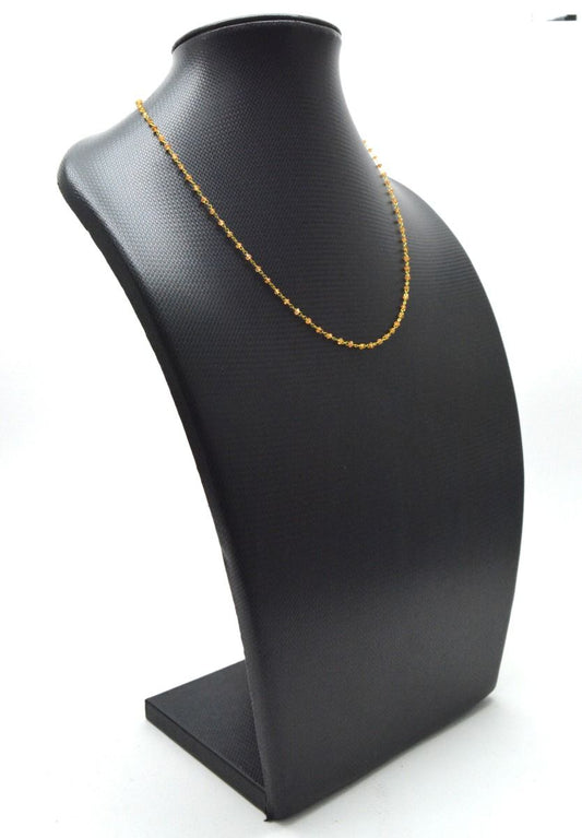 14k Solid Yellow Gold Necklace - Natural Orange Sapphire, 2mm - SGGRC-185 - view 3