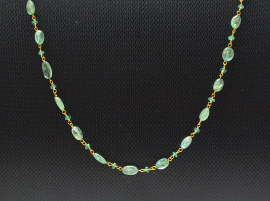 14k Solid Gold Necklace Studded With Natural Emerald Stone - 6.00x4.50mm, SGGRC-191 - view 3