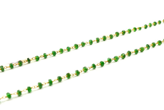 14k Solid Gold Necklace With Natural Tsavorite Stone - SGGRC-194