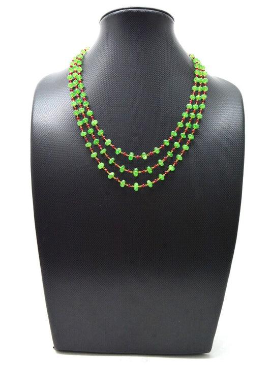 14k Solid yellow Gold Necklace - Natural Emerald, 4-6MM