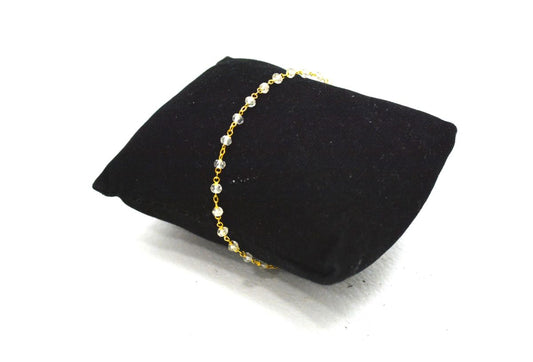 Lovely 14k Solid yellow Gold Necklace Studded With Crystal Stone - SGGRC-227 - view 3