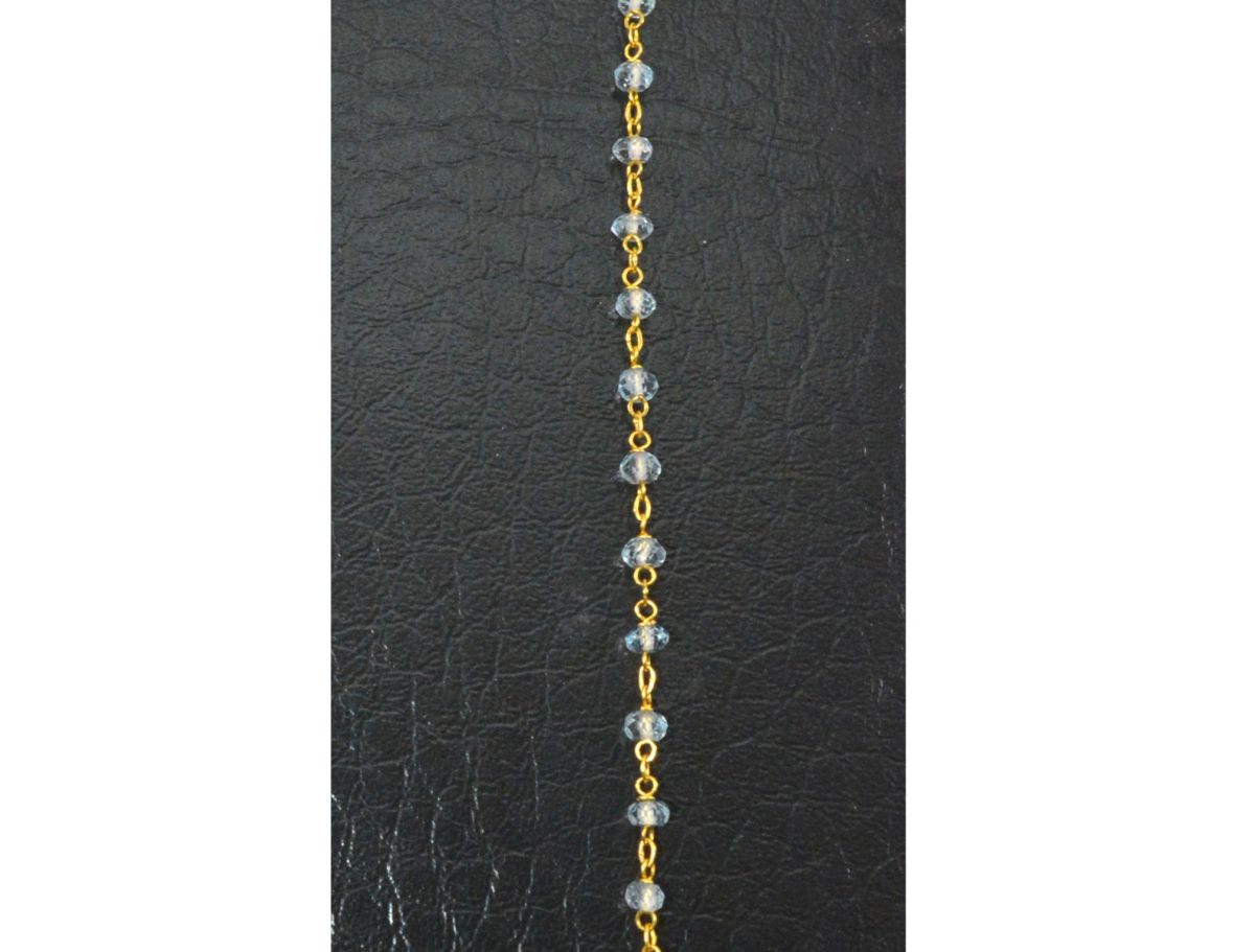 14k Solid yellow Gold Necklace - Natural Blue Topaz, 2.50 MM - SGGRC-228