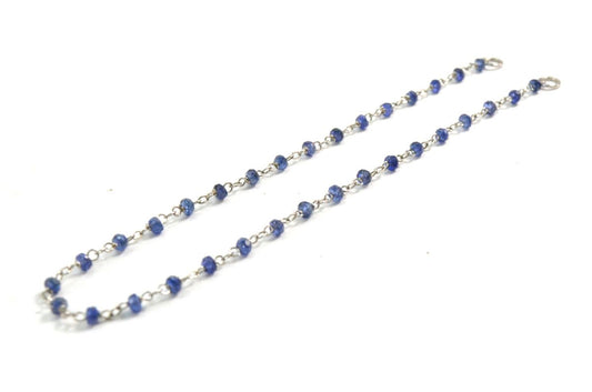 14k Solid yellow Gold Necklace Studded With Sapphire Stone, 1.50 MM