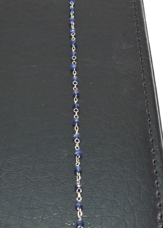 14k Solid yellow Gold Necklace Studded With Sapphire Stone, 1.50 MM - SGGRC-230 - view 3