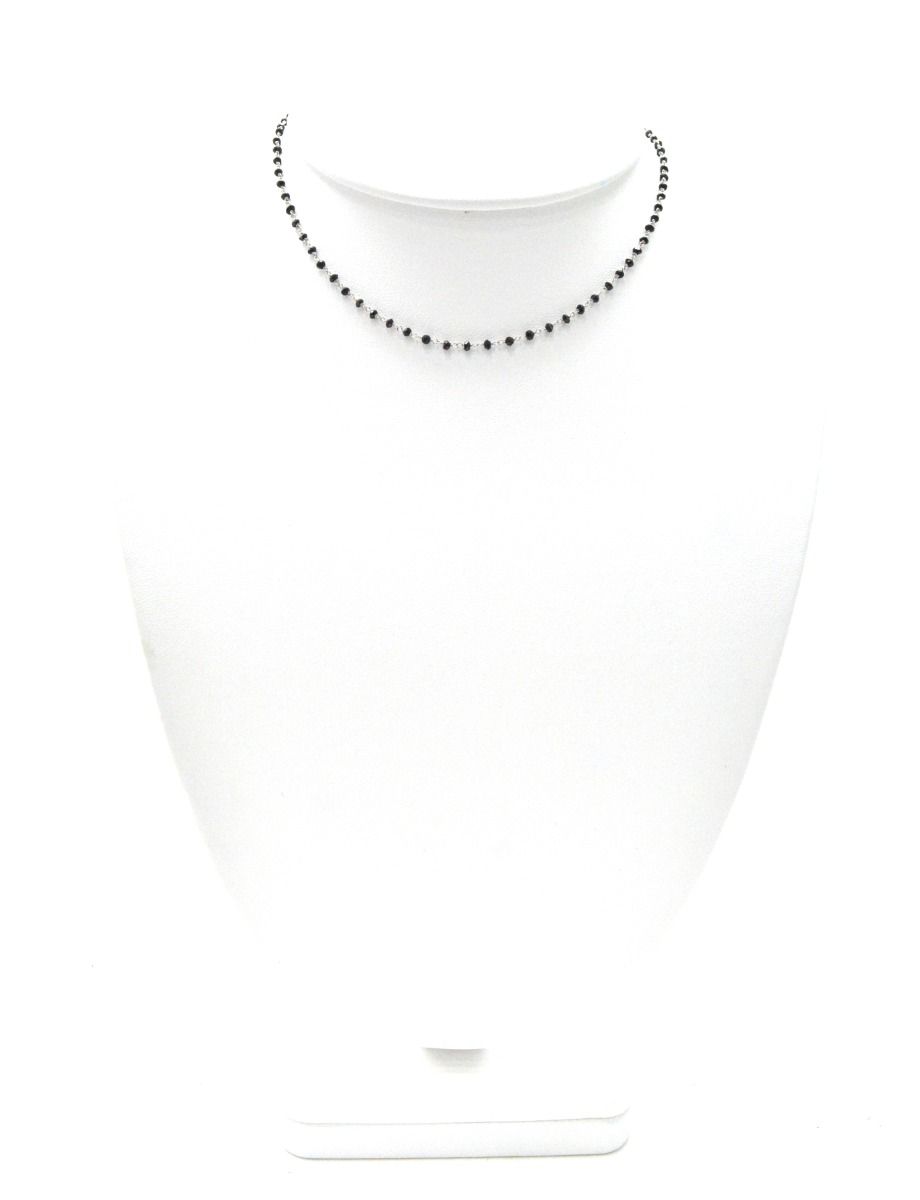 14K Solid Yellow Gold Gorgeous Wire Wrapped Necklace with AAA Quality Natural Black Spinel Stones. Roundel -2.00mm, Sold by 1 Pc, SGGRC-232.