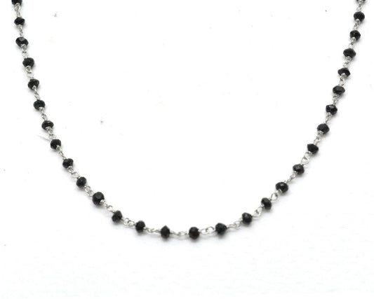 14K Solid Yellow Gold Gorgeous Wire Wrapped Necklace with AAA Quality Natural Black Spinel Stones. Roundel -2.00mm, Sold by 1 Pc, SGGRC-232. - view 3