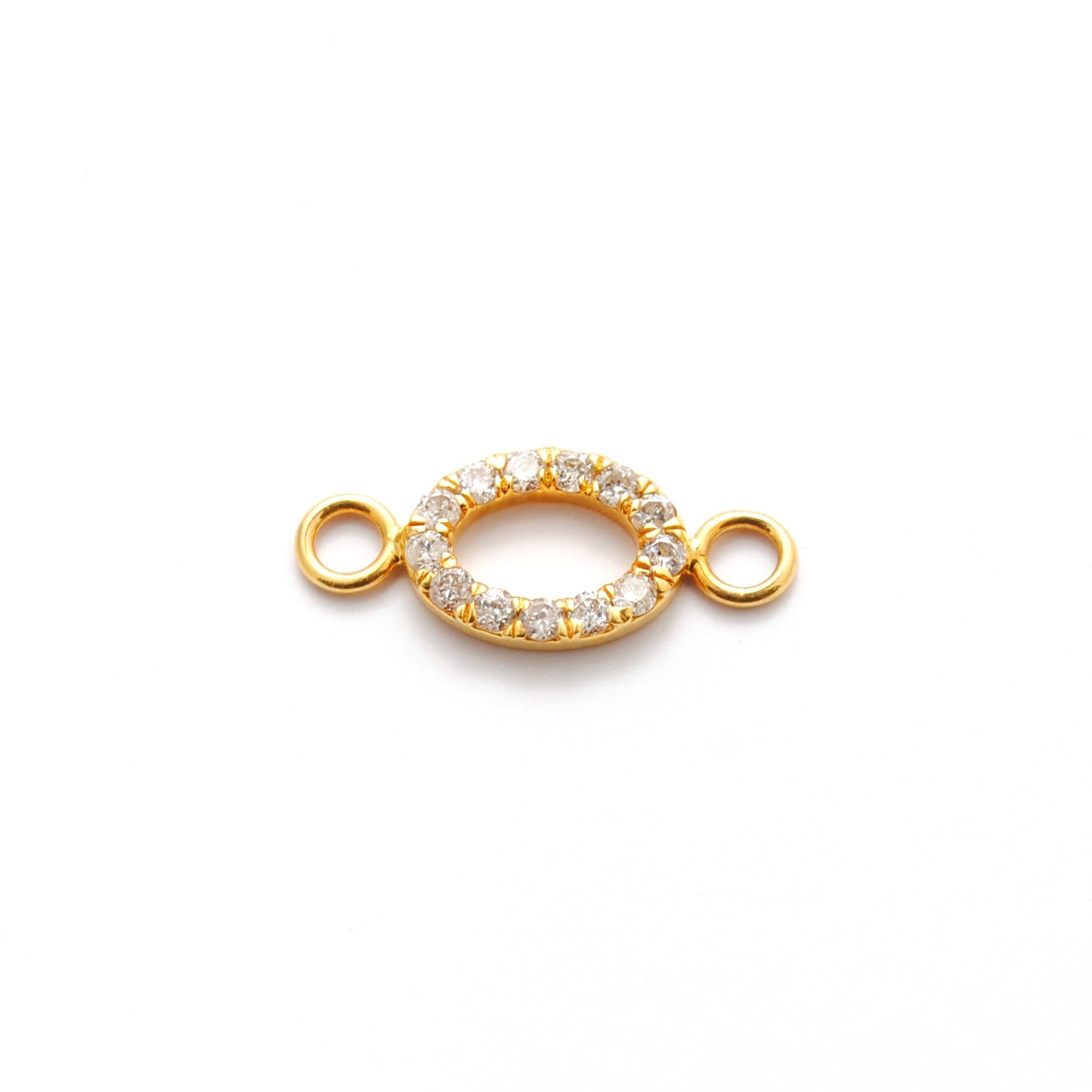 14 karat Solid Yellow Gold White Diamond Double Loop Charm