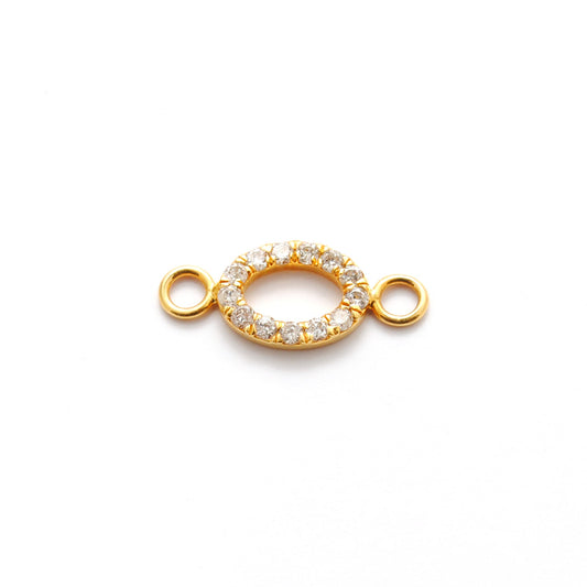 14 karat Solid Yellow Gold White Diamond Double Loop Charm - view 3