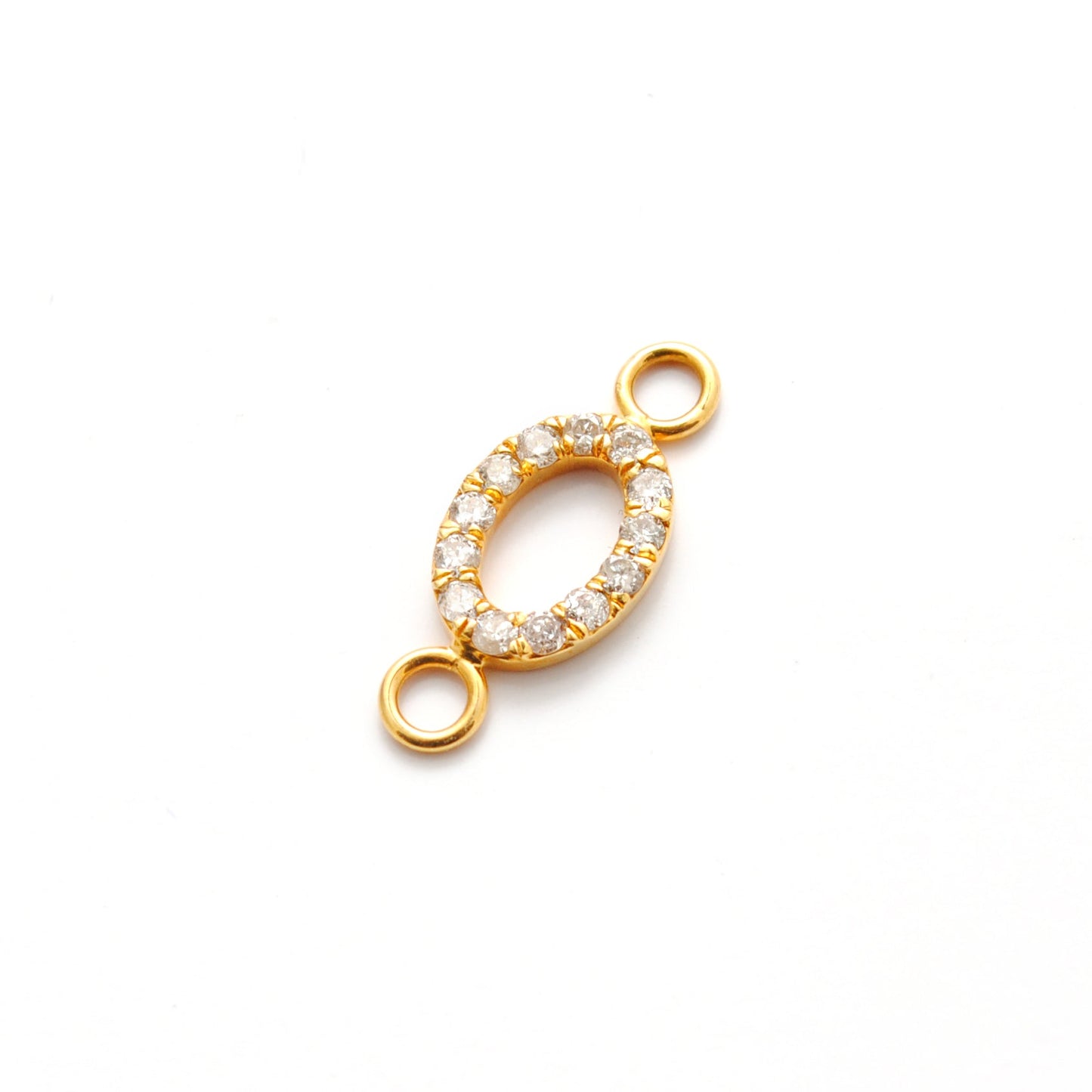 14 karat Solid Yellow Gold White Diamond Double Loop Charm