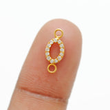14 karat Solid Yellow Gold White Diamond Double Loop Charm