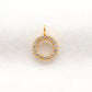 14 karat Solid Yellow Gold White Diamond Round Charm 8mm